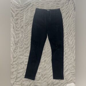 FOREVER 21 High-Waisted Ripped Black Pants